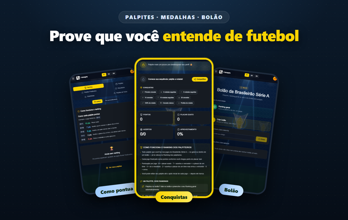 Palpites com medalhas, pontuação e bolão